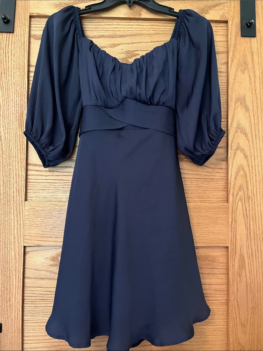Altar'd State Navy Puff Sleeve Midi Dress